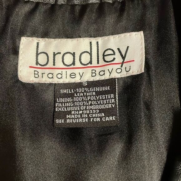 Bradley Bayou Black Leather Jacket Quilted Size S - Picture 7 of 8